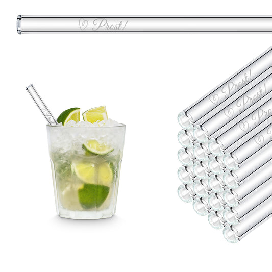 Bottom up! 50x engraved glass straws - gift for wedding guests