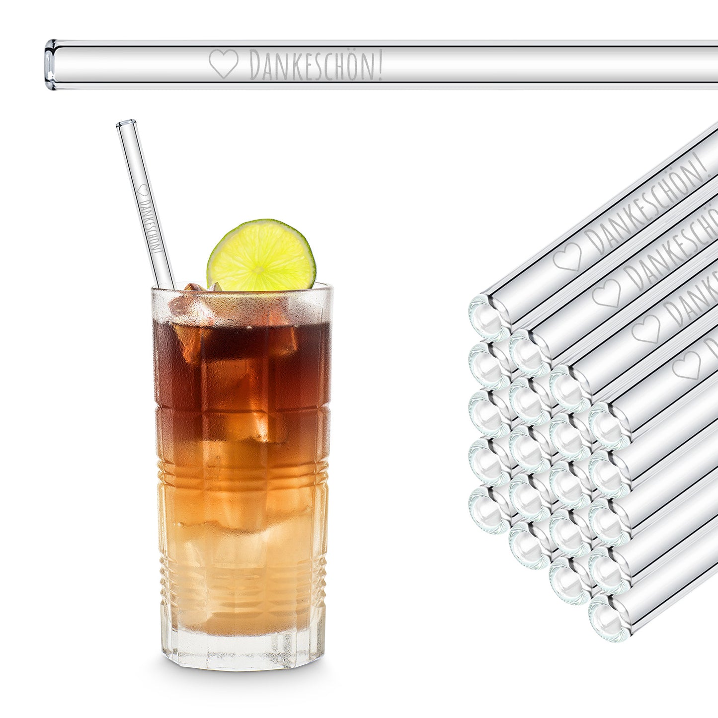 Thank you very much! 50x engraved glass straws - gift for wedding guests