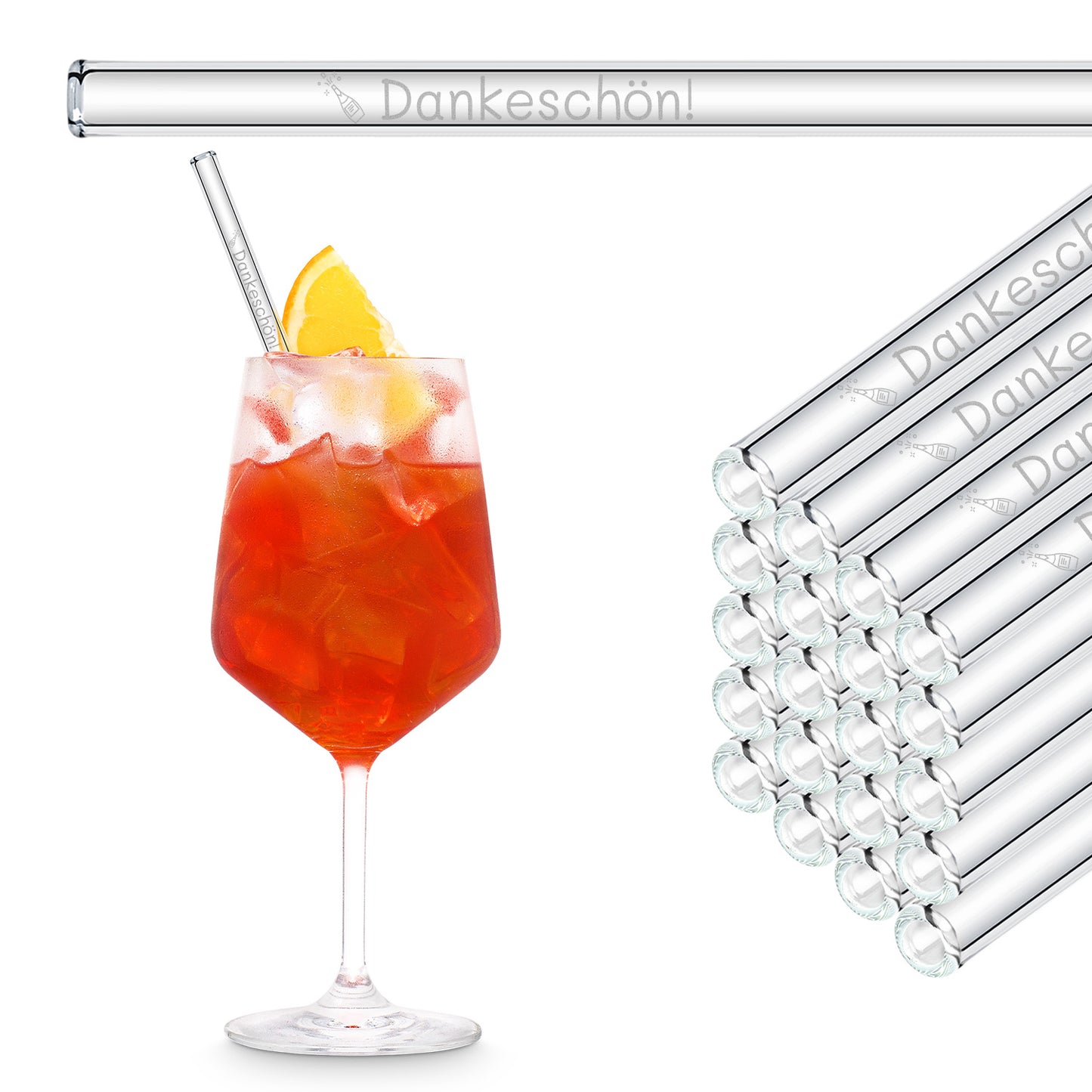 Thank you very much! 50x engraved glass straws - gift for wedding guests