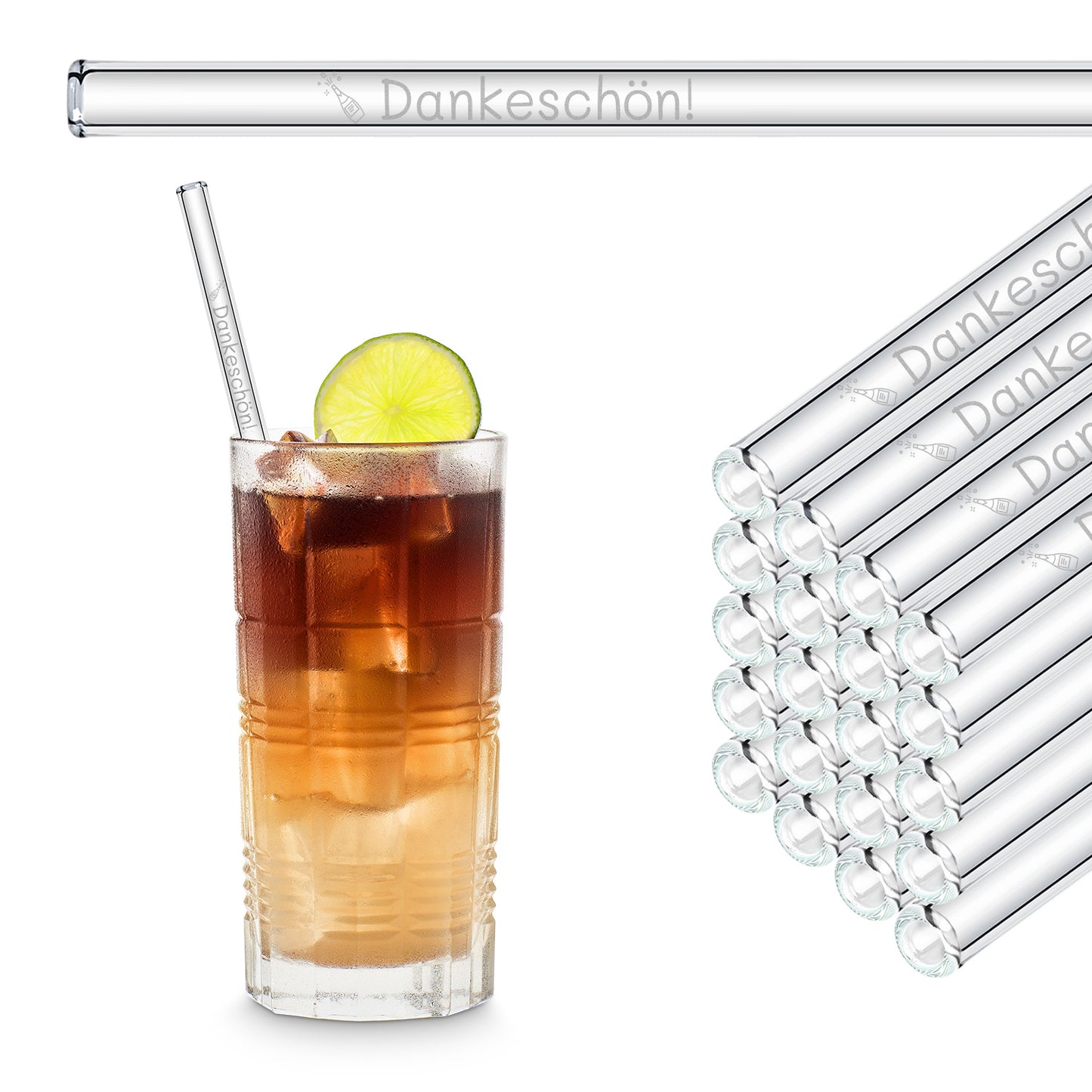 Thank you very much! 50x engraved glass straws - gift for wedding guests