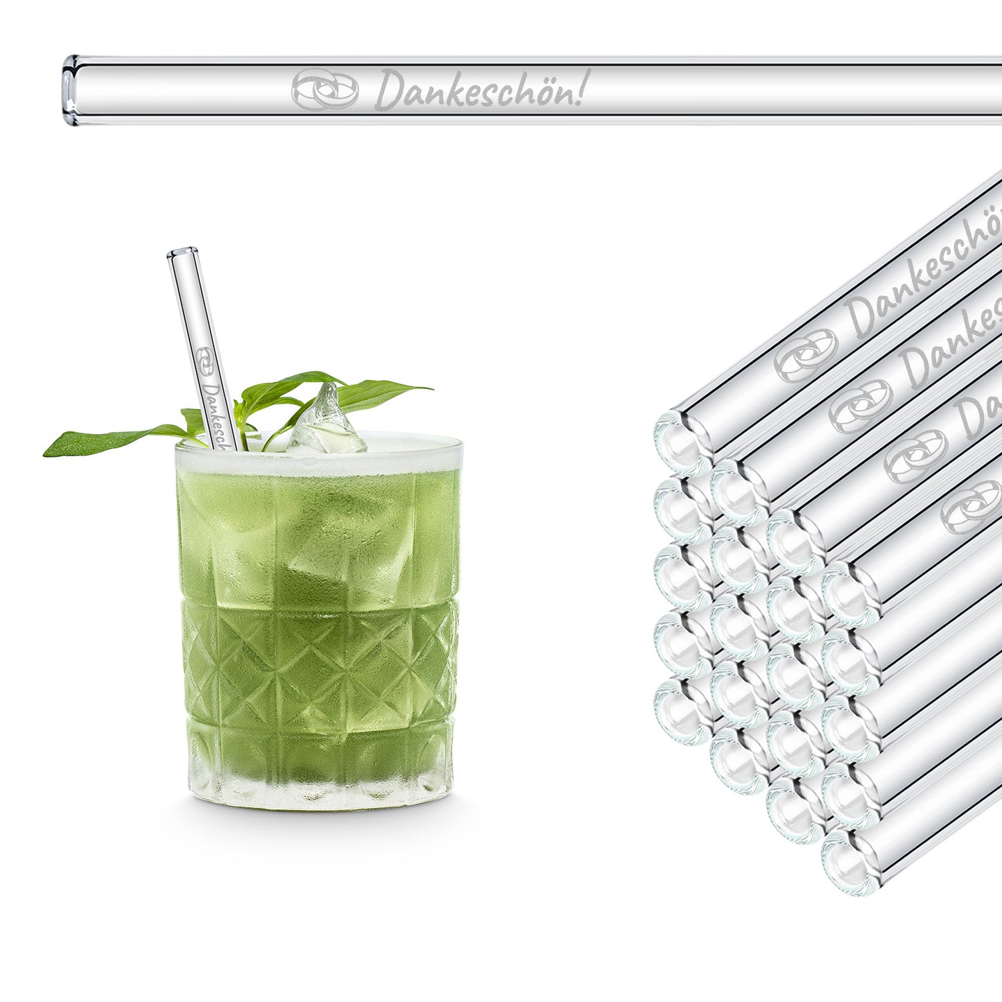 Thank you very much! 50x engraved glass straws - gift for wedding guests